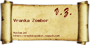 Vranka Zombor névjegykártya